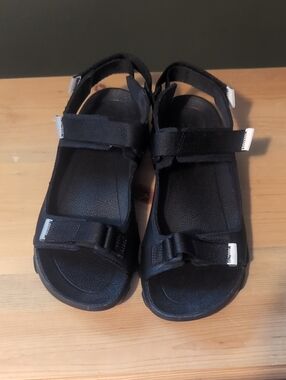 Ecco Black Open-Toe Hook-and-Loop Sport Sandals